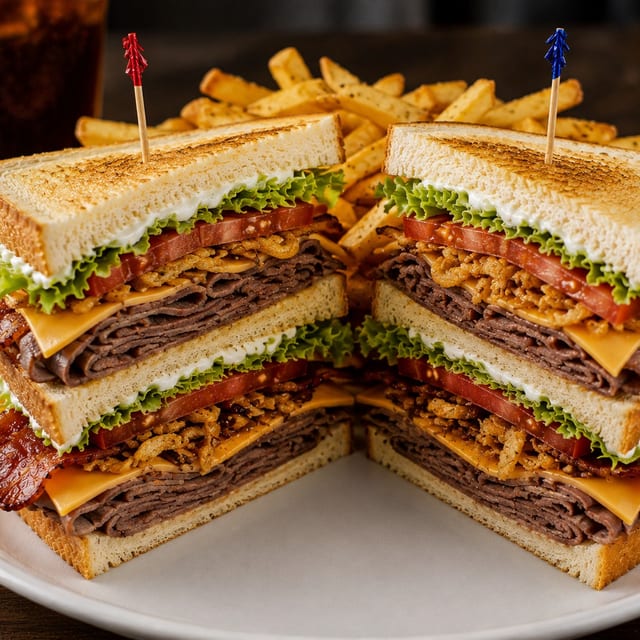 Roast Beef Club Sandwich.