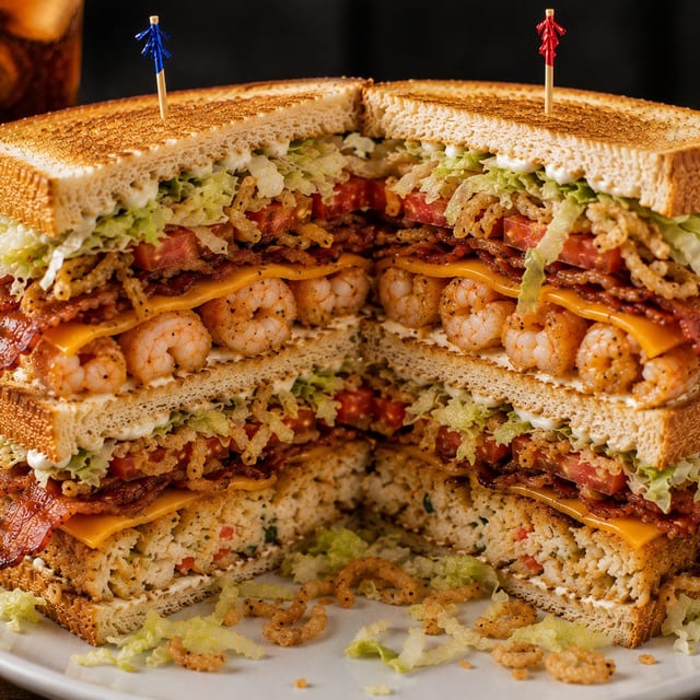Seafood Club Sandwich.