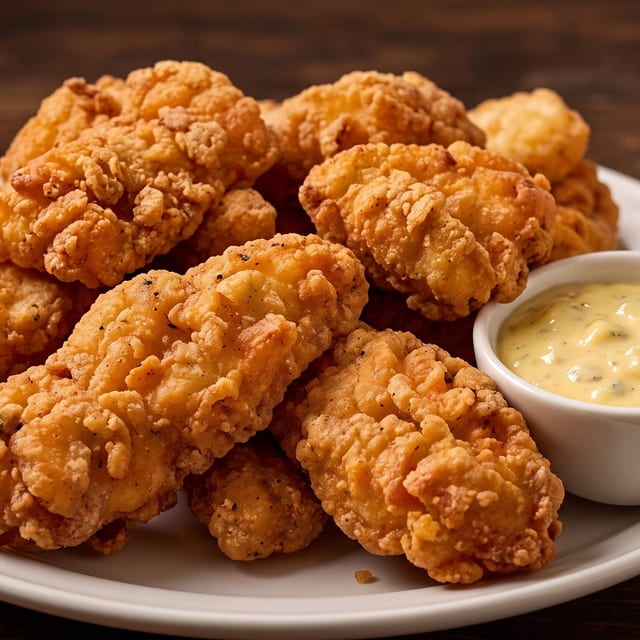 Spicy Chicken Strips with Fries.