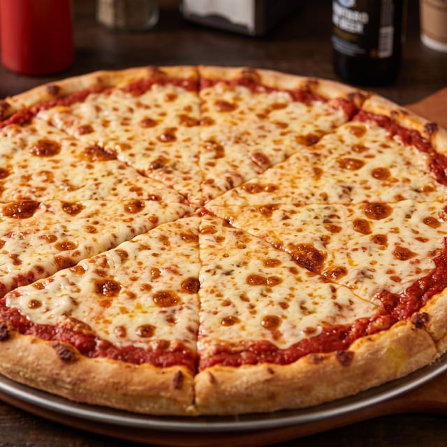 Regular Cheese & Tomato Sauce Pizza.