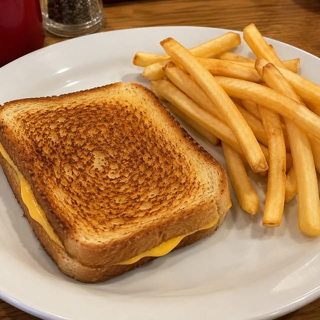 Grilled Cheese with Fries Sandwich.
