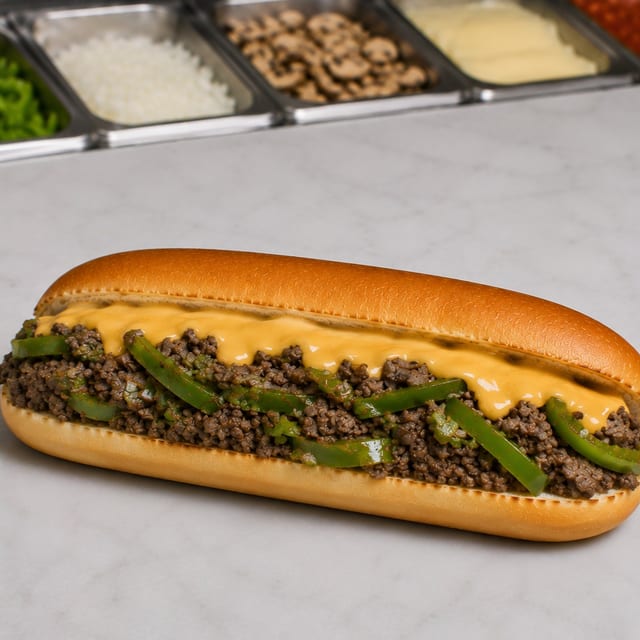 Green Pepper Cheesesteak Submarine.