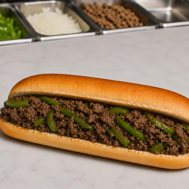 Green Pepper Steak Submarine.